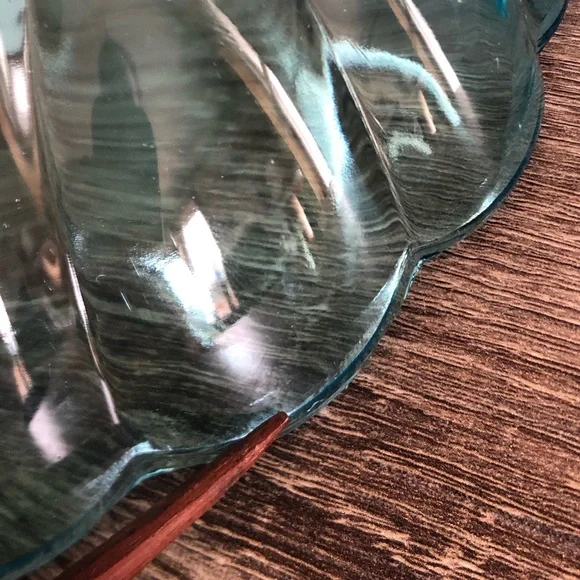 Vtg Hazel Atlas Colonial Swirl Capri Blue Serving Set - Picture 13 of 15